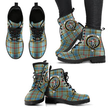 Load image into Gallery viewer, Balfour Blue Tartan Clan Badge Leather Boots