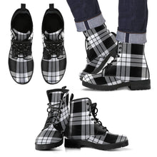 Load image into Gallery viewer, MacFarlane Black &amp; White Tartan Leather Boots Footwear Shoes