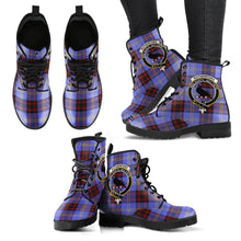 Load image into Gallery viewer, Rutherford Tartan Clan Badge Leather Boots