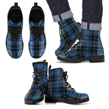 Load image into Gallery viewer, Clergy Blue Tartan Leather Boots Footwear Shoes