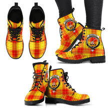 Load image into Gallery viewer, MacMillan Clan Tartan Clan Badge Leather Boots