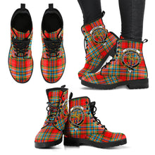 Load image into Gallery viewer, Chattan Tartan Clan Badge Leather Boots