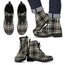 Load image into Gallery viewer, Menzies Black &amp; White Ancient Tartan Leather Boots Footwear Shoes