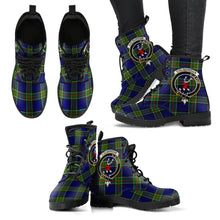 Load image into Gallery viewer, Colquhoun Modern Tartan Clan Badge Leather Boots