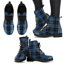 Load image into Gallery viewer, Clergy Blue Tartan Leather Boots