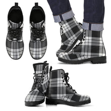 Load image into Gallery viewer, MacFarlane Black &amp; White Ancient Tartan Leather Boots Footwear Shoes
