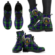 Load image into Gallery viewer, MacThomas Modern Tartan Clan Badge Leather Boots